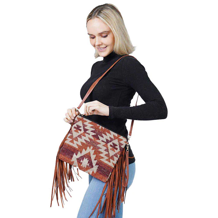 Stylish Geometric Fringe Crossbody Bag