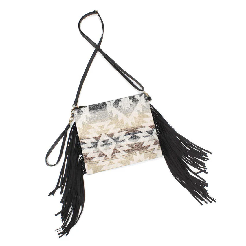 Stylish Geometric Fringe Crossbody Bag