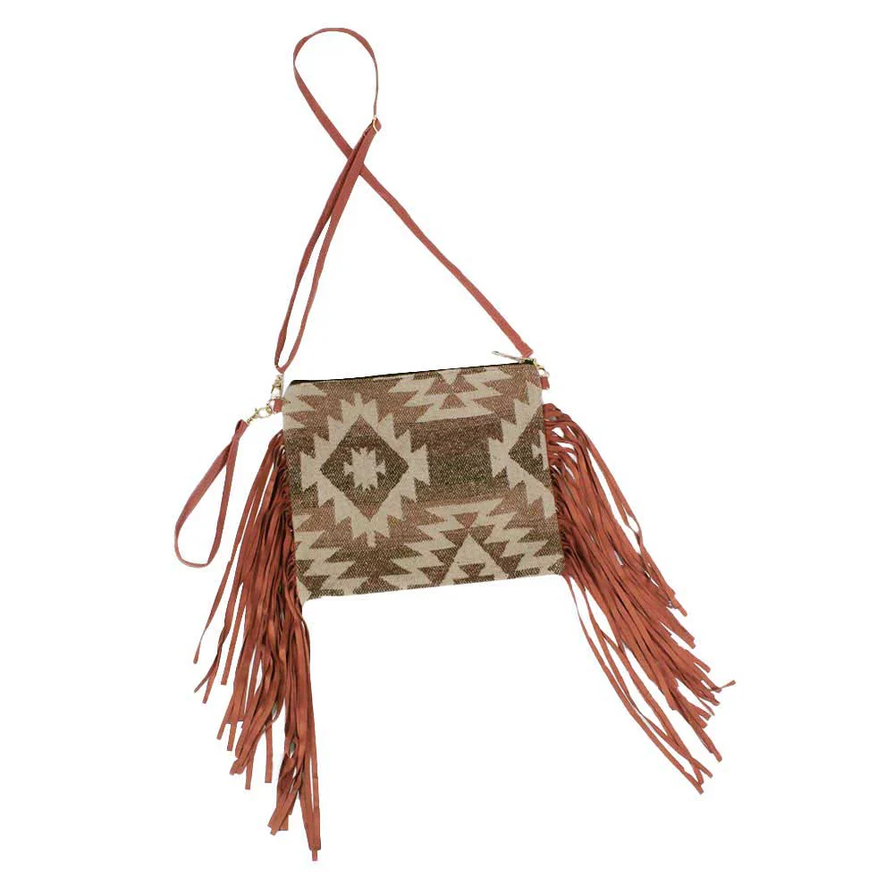 Stylish Geometric Fringe Crossbody Bag
