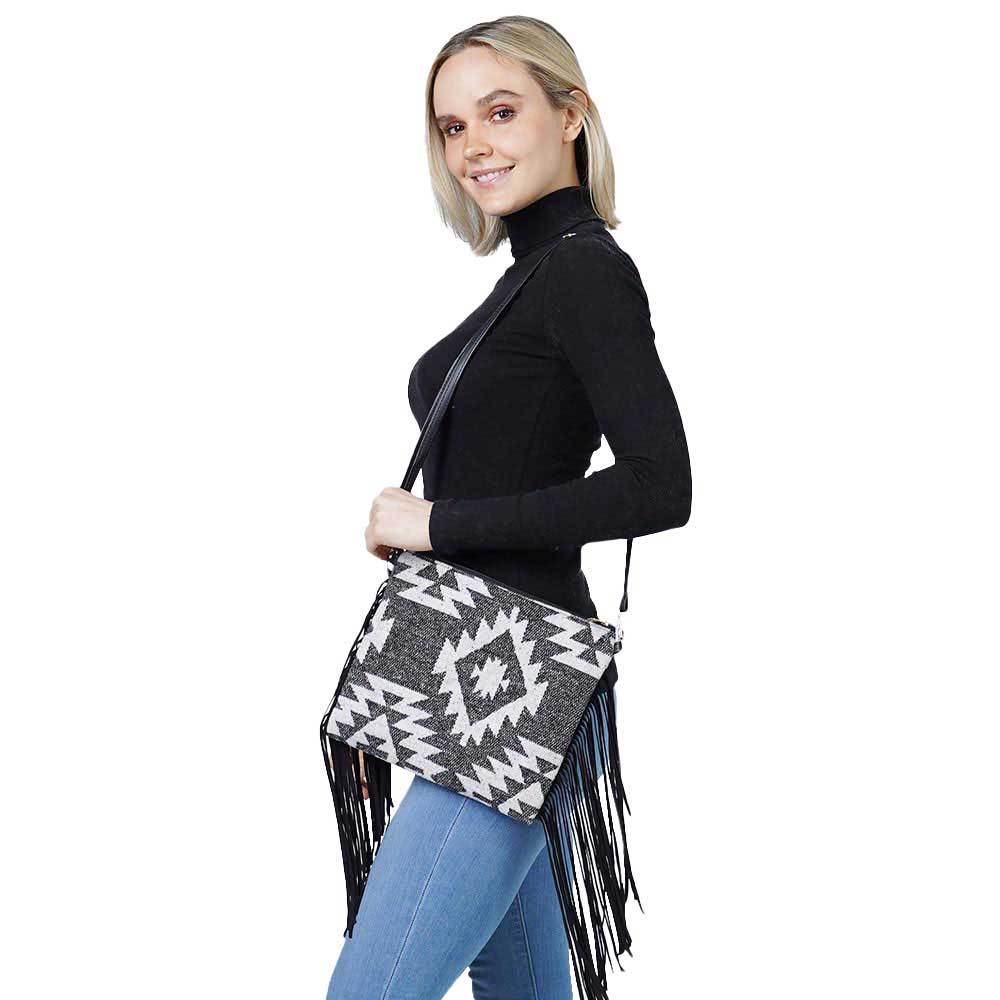 Stylish Geometric Fringe Crossbody Bag
