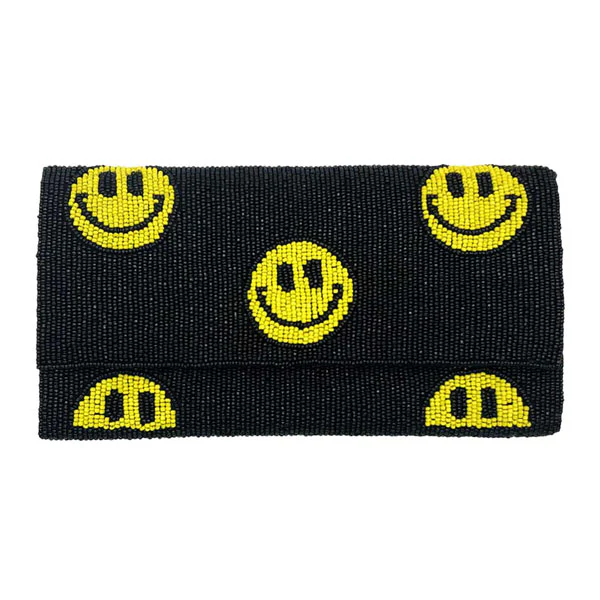 Chic Beaded Smiley Face Clutch