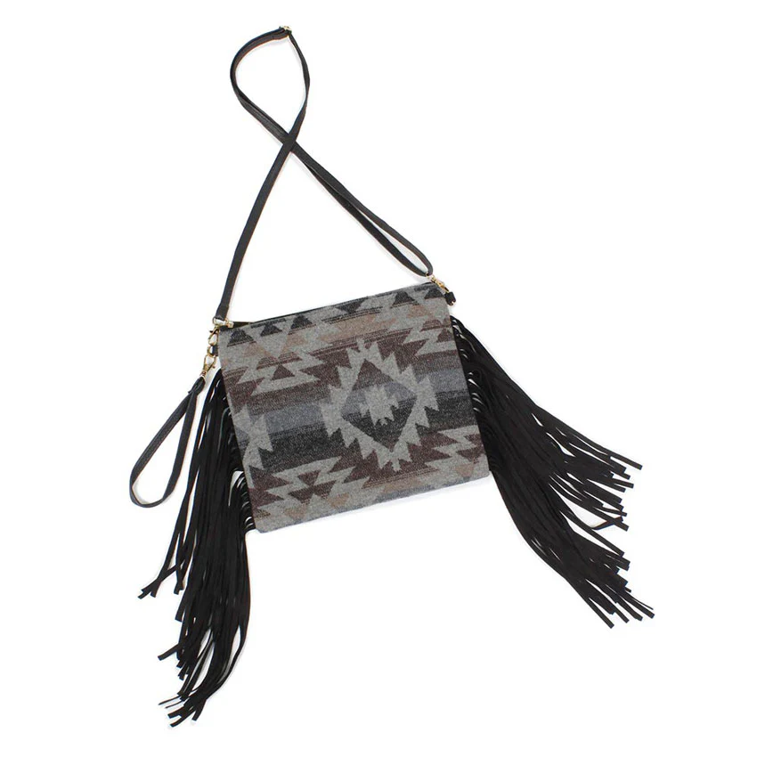 Stylish Geometric Fringe Crossbody Bag