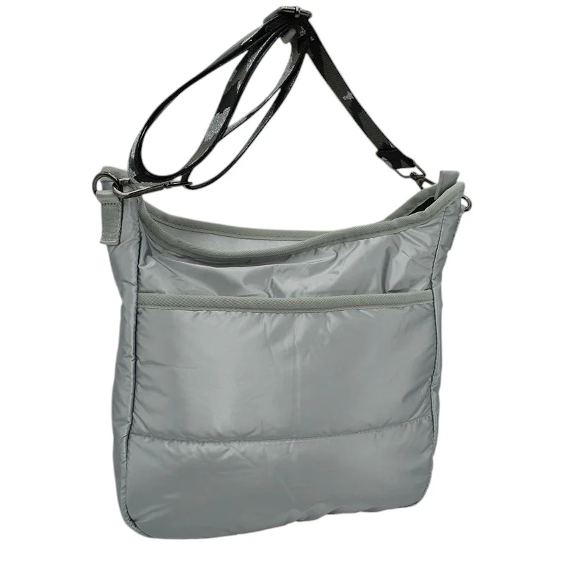 Elegant Gray Faux Leather Shoulder Bag