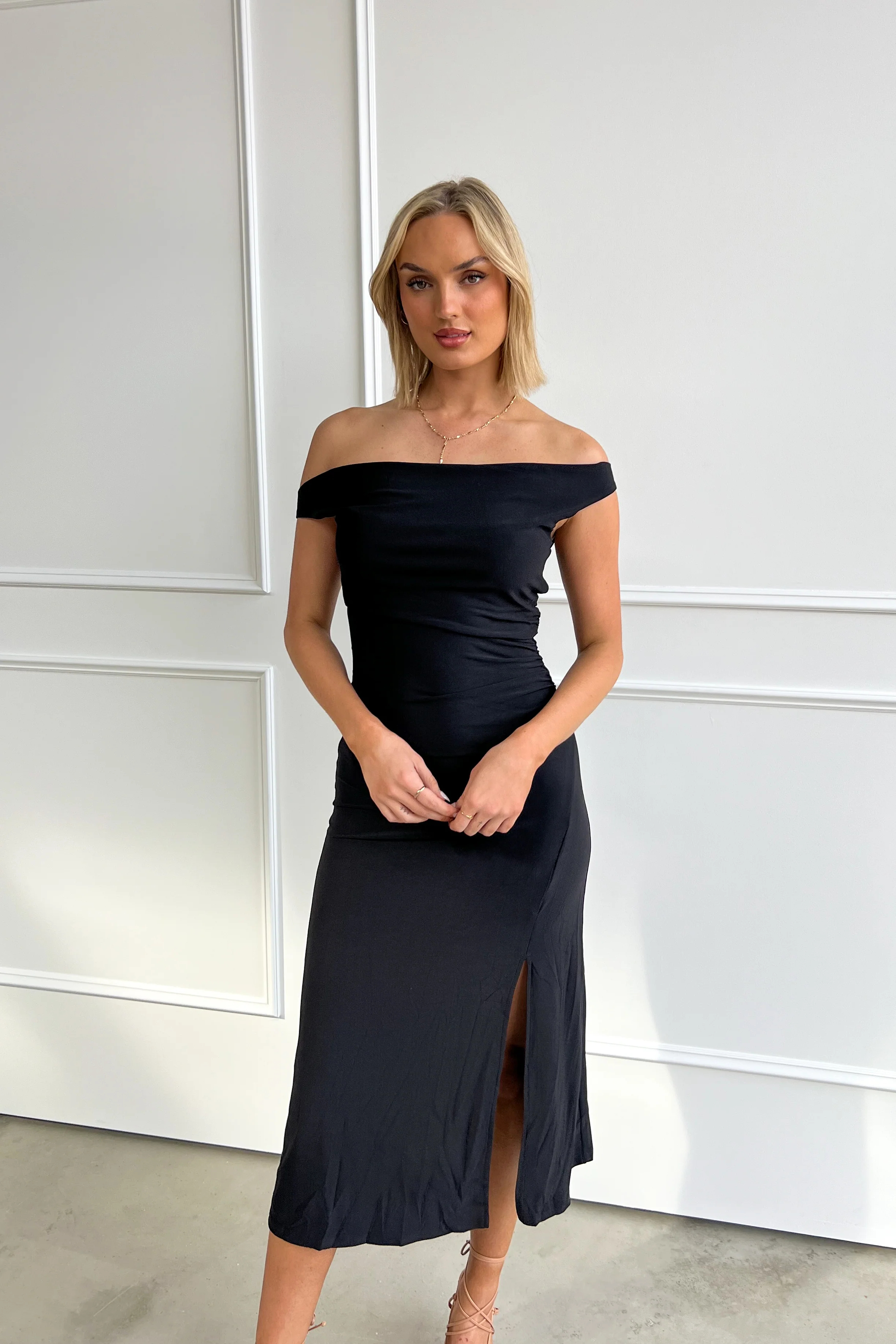 Elegant Off-Shoulder Black Dress