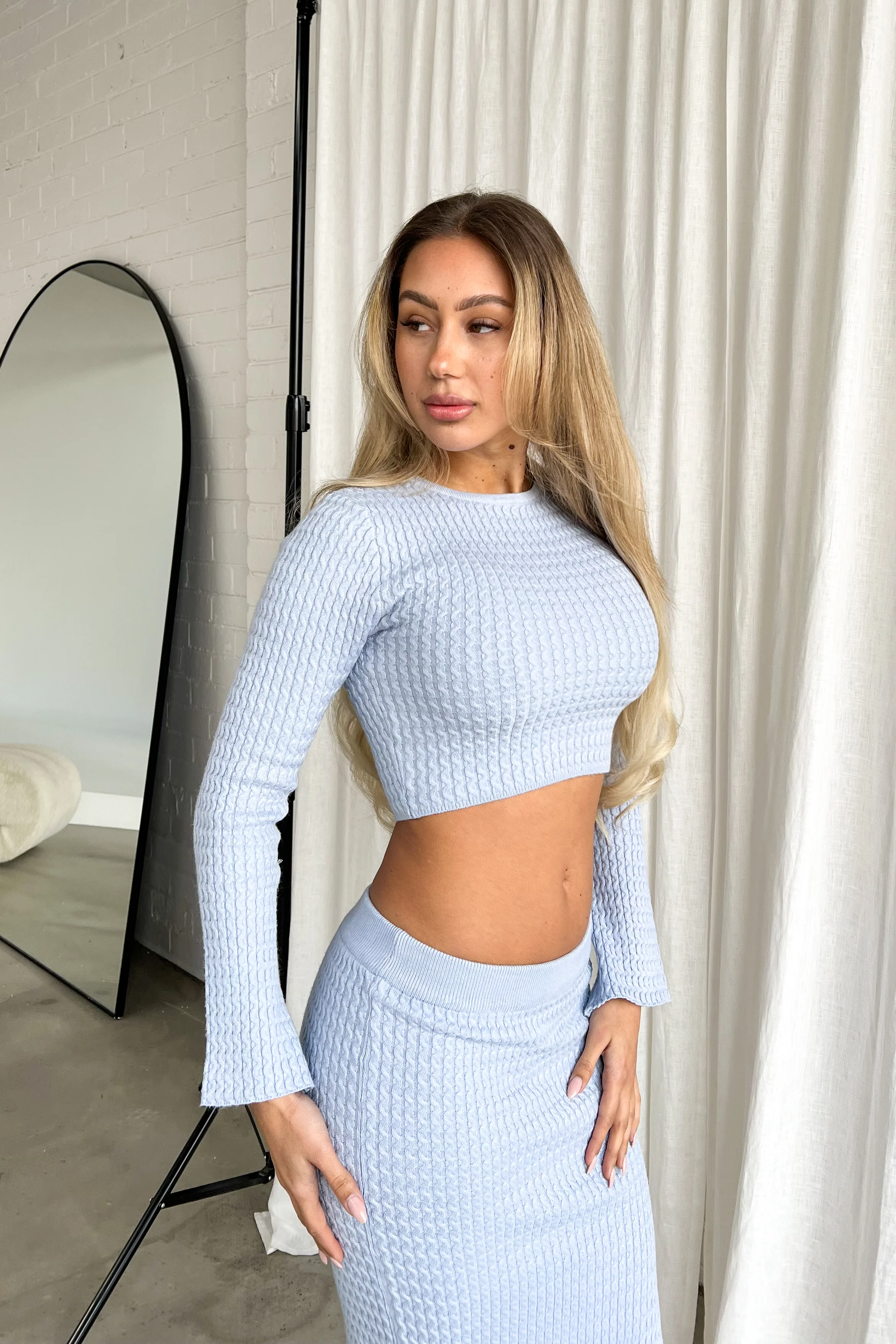 Elegant Sky Blue Knitwear Set